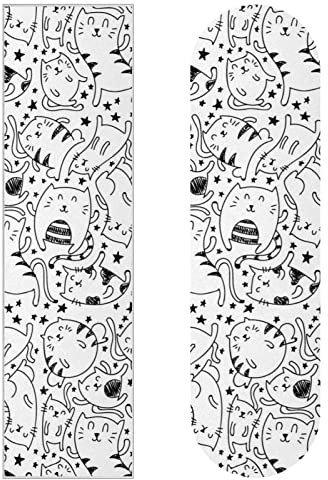 Skateboard-Griptape mit Cartoon-Katze für Longboard, Scooter, Deck, Sandpapier, 2 Stück