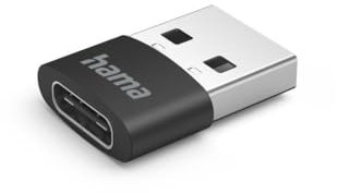 Hama | Adaptador USB A a USB C (480 Mbps, USB 2.0, Doble Pantalla, Compatible con Tablets, Teléfonos, Universal) Color Negro