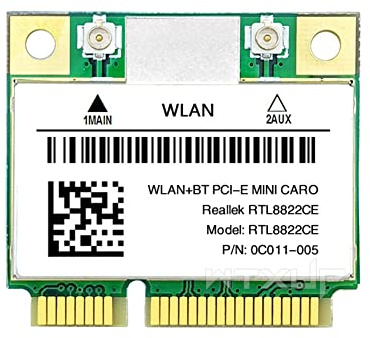 RTL8822CE Carte réseau Wi-Fi Mini PCIe Bluetooth 5.0 Compatible ordinateur portable/PC /11 1200 Mbps 2,4 G/5 GHz 802.11 AC