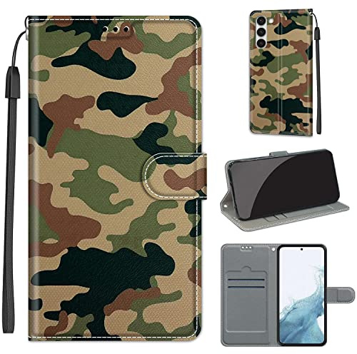 Hülle für Samsung Galaxy S23, Militärische Farbe | Standfunktion, Kartenfach, Magnetisch, Stoßfeste Schutzhülle, Flip Leder, Klapphülle