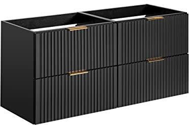 PIASKI Mobile lavabo doppio 120 cm ADEL Black, mobile lavabo con piano o lavabo incassato, mobile lavabo nero, mobili da bagno (solo mobile)