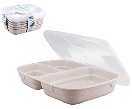 Thermohauser GoodBowl Trio, 5er Set, Mehrweg Essensbehälter, ca. 580 ml + 2x 220 ml To Go Lunchboxen, mikrowellengeeignet, sand/beige