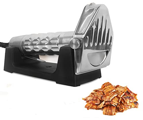 HMWOKPOT Taglierina Giroscopica Elettrica con Supporto, Coltello Professionale Shawarma Doner Kebab Tagliacarne Commerciale in Acciaio Inossidabile per Shawarma,110v