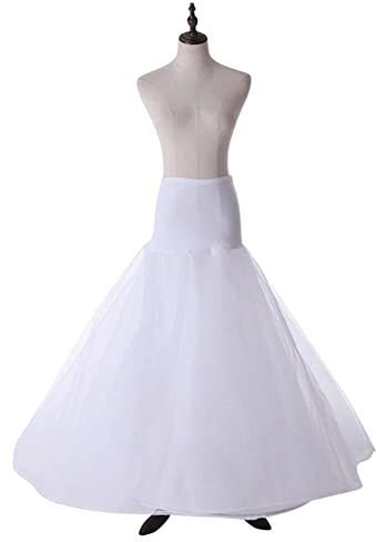 Surakey Sottogonna da sposa donna, bianco gonna lunga crinolina mezze slips, sottoveste abito da sposa un cerchio, gonna a crinolina per abito da sposa da sera principessa medievale costume accessori