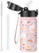OLDLEY 420ml/14oz Kinder Edelstahl Isolierte Wasserflasche mit Stroh für Schule Metall Vakuum Kleine Flasche Lecksicher Halten Heiße Kalte Jungen Mädchen Kleinkinder Kinder(Einhorn, 420ml)