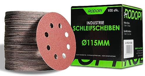 RODOPI Klett Schleifpapier 115mm RedDevil Körnung 40-320 Schleifscheiben für Exzenterschleifer 8 Loch Zirkonium Korund Schleifpads rund Klettscheibe - 50 Stück K60