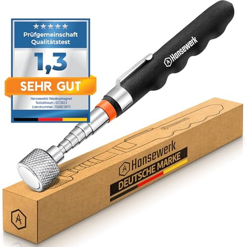 Hansewerk® original stavmagnet magnetisk teleskopmagnet utdragbar lyftare pick-up 80 cm teleskopstav stark magnetisk stång verktyg