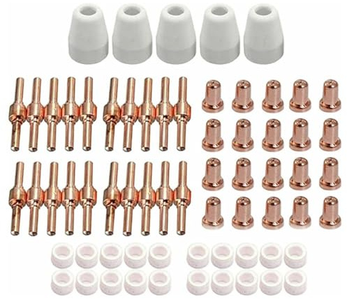 PT-31 Plasmaschneider-Elektrodenspitzen-Set, Plasmaschneider-Spitzendüse, Elektrodenschneiden, Verbrauchsmaterial-Zubehör-Set für P-a-r-kside Schneidbrenner-Teile, 65 Stück