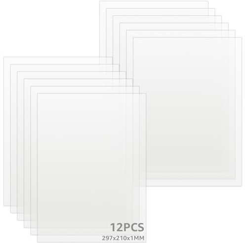 DAJAVE 12 Stück 297x210x1 mm Acrylglas Platte A4 Plexiglas Platten, Plexiglasscheibe 1mm Acrylplatte A4 Transparent Plexiglas Nach Mass für Display, Bilderrahmen, Malerei