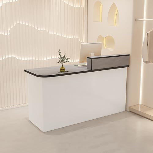 SARKEY Empfangstheke, Kassierer Counter Mit Schubladen, Bürotheke Rezeption Tisch, Empfangstheken, Rezeptionstheken Mit Ablageflächen, Für Salon Empfangsraum Kasse, Lobby(Color:F-1)