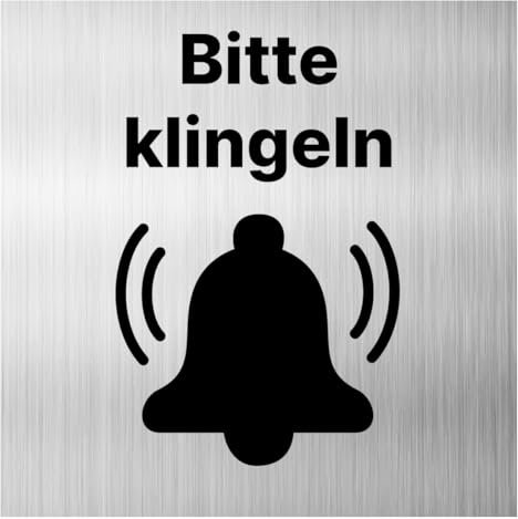Bitte klingeln Schild Dibond/Alu 3 mm 12x12cm mit Klebepad Glocken Klingelschild
