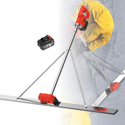 Ponceuse à Plâtre Ponceuse électrique Outil vibrant électrique pour béton, machine vibrante de finition de béton sans fil Chape électrique Batterie Niveleur vibrant pour ciment Robuste + Règ