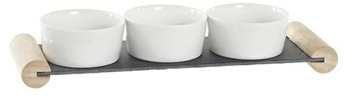 TABLA APERITIVO SET 4 GRES PIZARRA 33X10X5,8 NEGRO