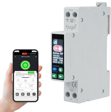 Jadeshay WiFi Smart Circuit Breaker, Smart Energy Monitor 1P+N Digital Display Metering Energy Meter Remote Switch Compatible with Tuya(40A)