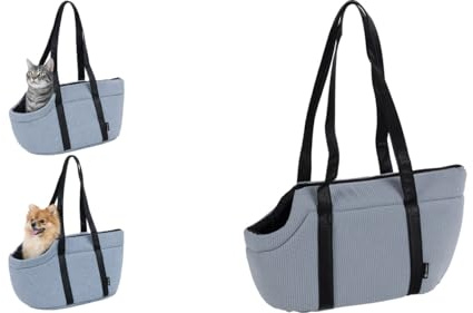 Hundetasche - Tragetasche Aaliyah Blau – 46x23x25cm – Polyester mit Schaumfüllung – Abnehmbares Kissen – Schulterriemen und Sicherheitsleine