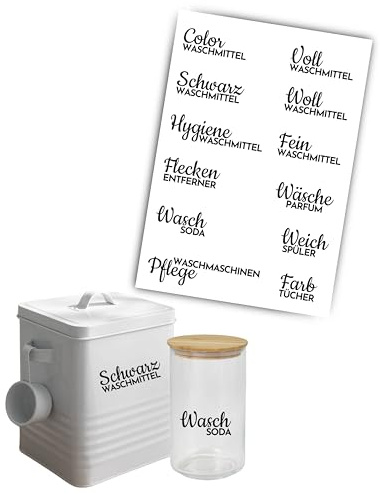 JuPaRo Ordnungs Aufkleber Waschküche, Haushaltsorganizer, Sticker für Waschpulver, Ordnungssystem, Beschriftung für HWR, Organisation Haushalt, Etiketten Hauswirtschaftsraum (Waschküche)