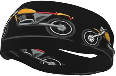 Sportliches dekoratives Schweißband AEKGOHP Motorrad bedruckt – dehnbar, atmungsaktiv, weich und schweißableitendes Stirnband für Damen und Herren