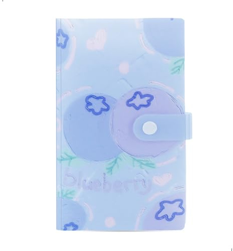 Kortfickor med kort album, 9 x 5,7 cm kortstorlek innehåller 120 kort 4 genomskinliga anteckningsböcker med blåbärslook perfekt för förvaring av kort