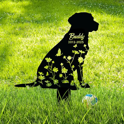 SosnSusn Personalized Pet Memorial Gifts for Loss of Dog Custom Metal Dog Grave Markers Memorial Plaque Dog Headstone Tombstone Outdoors Garden Stake Cemetery Decor