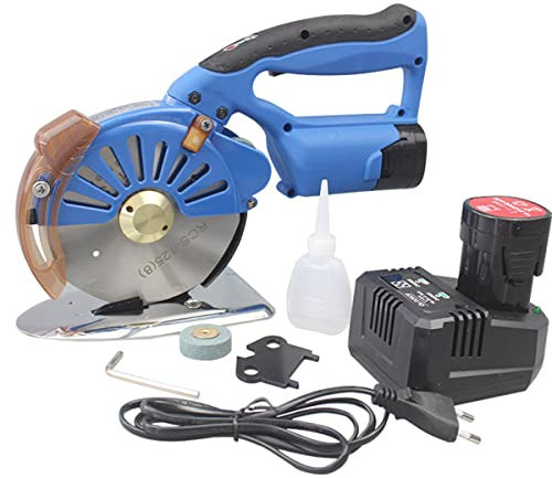 Taglierina elettrica senza fili per tessuti, velocità regolabile, per tagliare fibre, cotone, seta, pelle, lana e moquette, con 2 batterie da 16,8 V