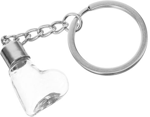 Mikikit Llavero Botella de Vidrio Decorativo Colgante Bricolaje, Frasco Pequeño 8mm, Acero y Vidrio, para Mujer, Accesorio Bolso Vintage, Diseño Irregular Estrella y Corazón