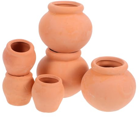 VICASKY Pots à Succulentes Miniatures en Terre Cuite Marron 6 Pièces | Argile Terracotta, pour Semis et Petites Plantes, Format Compact pour Maison et Loisirs Créatifs