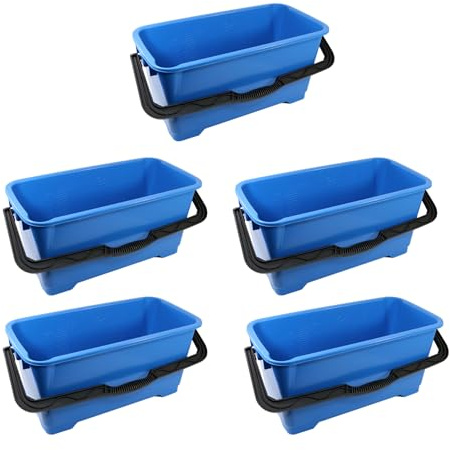 Unger Professional 6 Gallon Heavy Duty Bucket 5-Pack, Large Portable Cleaning Tool with 2 Pour Spouts, Comfort-Grip Handle, Essential Container for Floor, Window, and Household Use