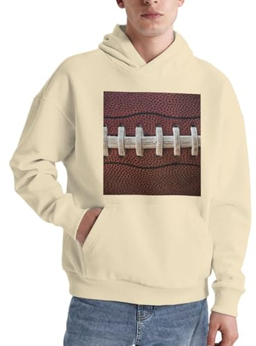Amerikansk fotboll snören herr pullover huvtröja långärmad vardaglig tröja med ficka för daglig användning, Khaki, XXL