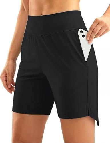 Aseniza Shorts da Donna a Vita Alta Shorts da Palestra e Misto per Corsa e Ciclismo con Tasche Ideali per Fitness Corsa Yoga e Uso Quotidiano Nero S