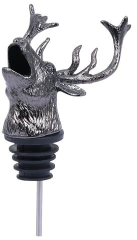 ROMISBABA Rust-Resistant Zinc Alloy Deer Head Wine Bottle Pourer and Stopper Gun Black Vintage Spout Cap for Red Wine Bottles Christmas Bar Accessory