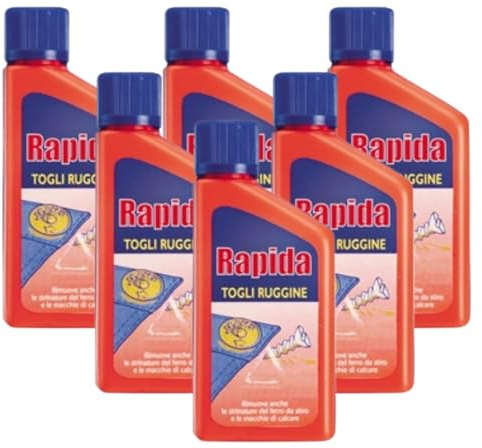 Rapida Togliruggine, Rimuove Macchie di Ruggine e Calcare, 50ml, Confezione da 2 (6 Unità)