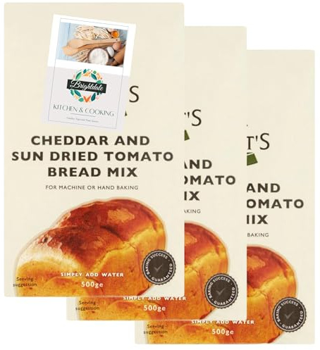 Bread Mix Bundle for Wrights Baking Cheddar Cheese & Sundried Tomato Bread Mix 500g 3 Pack + Brightdale Kitchen Booklet