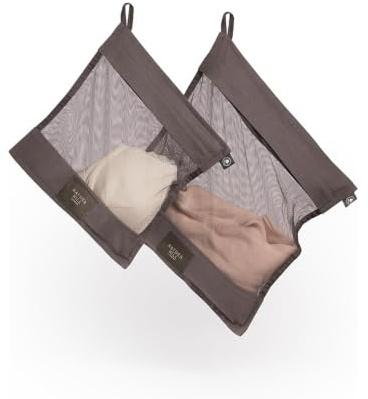 Hayden Hill Luxuriöse Wäschenetze Bio-Baumwolle für Feinwäsche, 2er-Pack | Verdeckter Reißverschluss, für Feinwäsche, BHs und Dessous, für die Waschmaschine, Bio-Baumwolle mit hochwertigem Netz, Grau