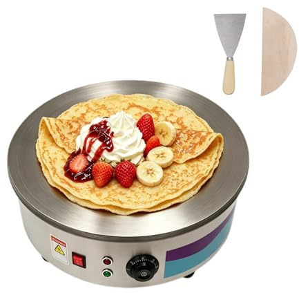 awolsrgiop Crêpière Électrique, Crepiere Electrique Professionnel 45cm, Poele a Crepe en Fonte, Contrôle de Température 50-300°C, Machine a Crepe pour Crêpes, Pancakes, Omelettes