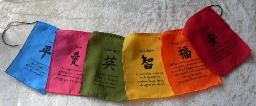 Affirmation meditation bomull bön flaggor bunting - handgjord i Bali