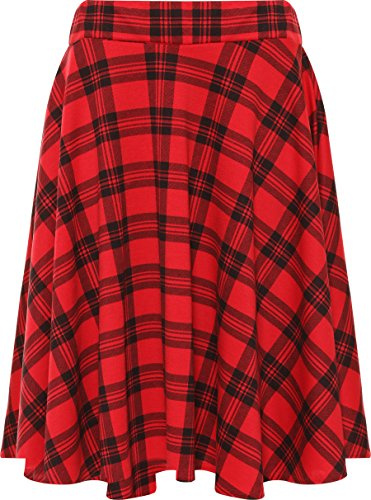 WearAll - Grande Taille Mini-Jupe évasé à Carreaux - Jupes - Femmes - Rouge - 54-56