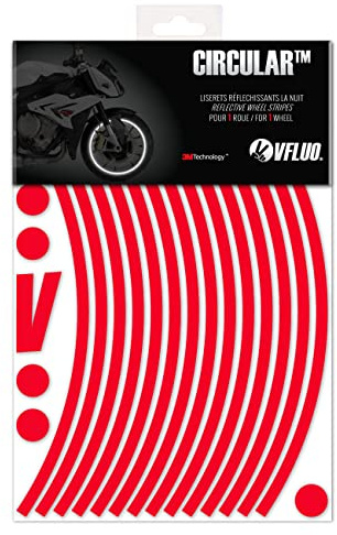 VFLUO - Kit Reflektierende Felgenrandaufkleber Motorrad, Aufkleber für 1 Rad 3M™-Technologie™, 360°-Kreis - Hohe Sichtbarkeit von der Seite – Diskret und Design – Einfache Installation