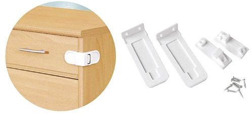 reer Schrank- und Schubladensicherung Extern, 1 Stück, zum kleben, weiß