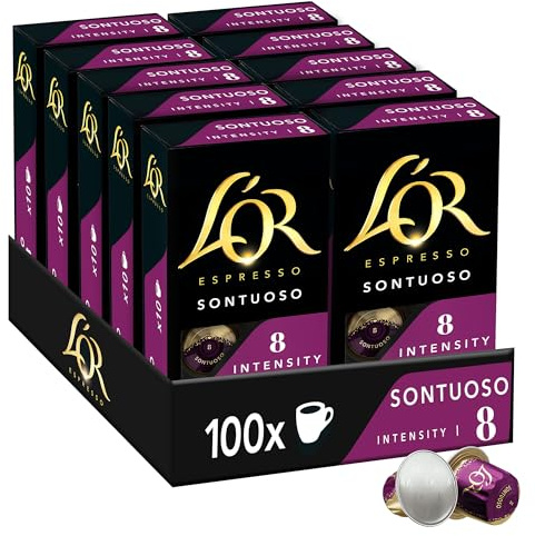L'Or Espresso Café - 100 capsules Sontuoso Intensité 8 - compatibles Nespresso®* (lot de 10 x 10)