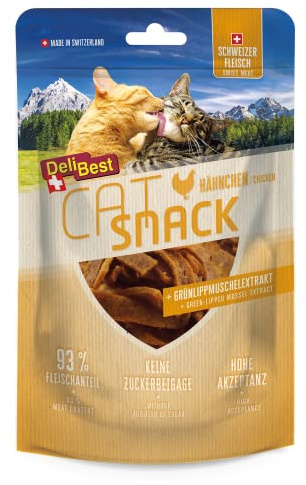 DeliBest Cat Snack tillverkad av 100% schweiziskt tandkött I kattgodis spannmålsfritt I halvfuktiga godsaker lätt att smälta i kattmellanmål upprätthåller ledrörlighet I lämplig för allergiker I 45 g
