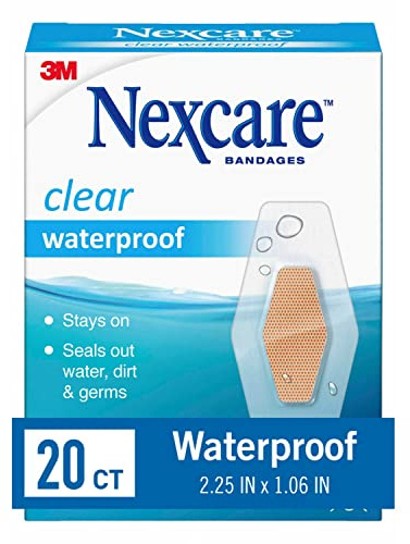 Nexcare Transparenta bandage, vattentäta, smutsbeständiga, bakterieresistenta, ultratunna och bekväma, populära på Amazon, en storlek, 20 st