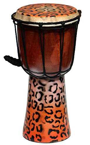 Wogeka - 30 cm Djembe - Bongo AIR BRUSH LEOPARD Dekoration Handarbeit Schnitzerei Geschenk-Idee Afrika Style Carving Trommel 19