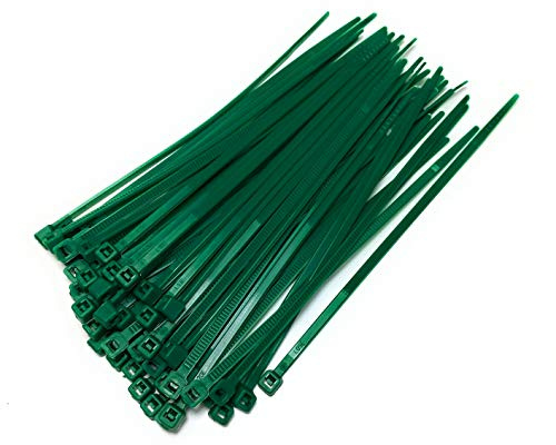 Small Standard Nylon Cable Ties 2.5mm in Width Zip Straps, Pack of 100 (2.5mm x 100mm, Green)