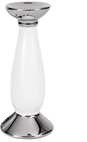botle Weiß Silber Keramik Kerzenständer 31 cm Kerzenhalter Stand Hochzeit Tischdekorat (31 cm)