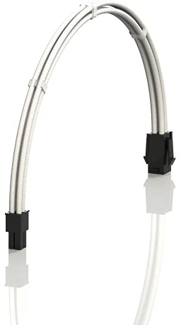 LINKUP - AVA 50cm EPS 4 Pin CPU ATX Motherboard PSU Power Supply Braided Sleeved Custom Mod PC Extension Cable w/Combs | Strong & Stiff Design | Single Pack | 500mm - White