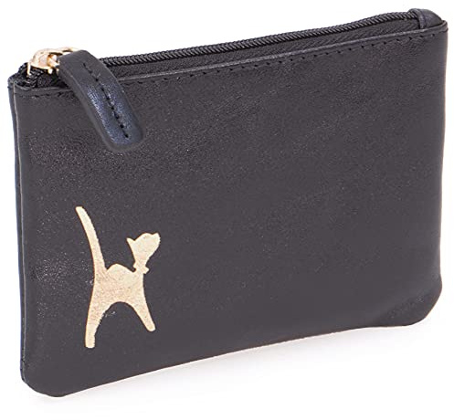 Catwalk Collection Handbags Genuine Leather Coin Purse Mimi Black-Gold