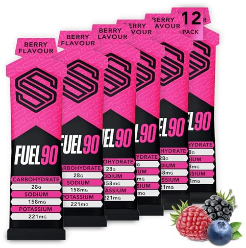 Soccer Supplement Fuel90 Quick Release Energy Gels (12er Pack), Elektrolytsäckchen & Sportgele mit Kohlenhydraten, Gemischter Beerengeschmack