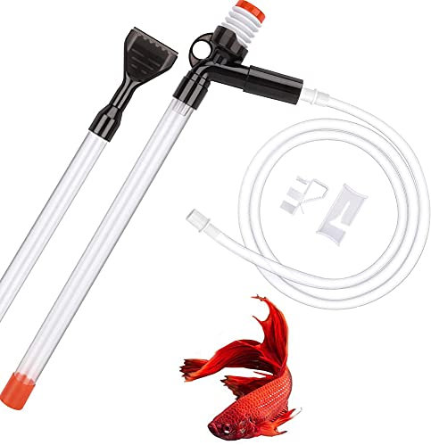 Jsleid Aquarium Vakuum Siphon, Aquarien Wasserwechsler, Aquarium Kiesreiniger Kit, Langer Aquarium Vakuum Siphon, mit Luftdruckknopf, für Wasser Wechseln, Sand Waschen, KOT Saugen