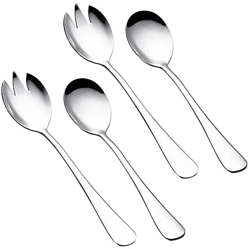 Salat Servierset, Salatbesteck Set 4-teiliges Set, bestehend aus Edelstahl Salatlöffel und Edelstahl Salatgabel, Edelstahl Salatlöffel Gabel Besteck