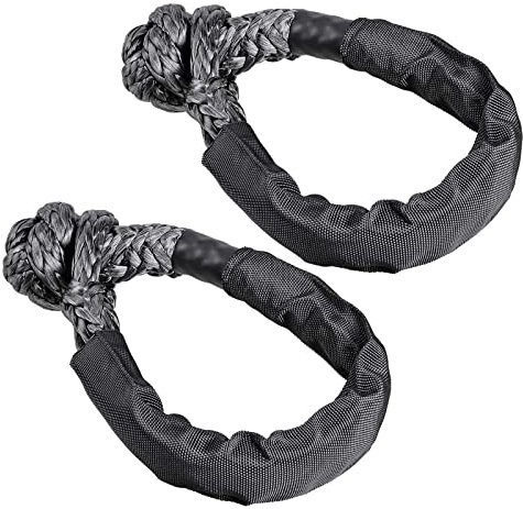 kingsea Cuerda de grillete Suave sintética (15875 kg de Resistencia a la Rotura), grillete sintético Suave con Mangas adicionales para Vela, SUV, camión, Jeep, 2 Paquete (Gris)